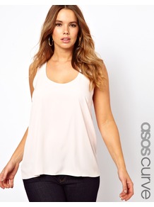 Curve Woven Vest - pattern: plain; sleeve style: sleeveless; style: vest top; back detail: racer back/sports back; predominant colour: blush; occasions: casual, evening, holiday; length: standard; neckline: scoop; fibres: polyester/polyamide - 100%; fit: loose; sleeve length: sleeveless; pattern type: fabric; pattern size: standard; texture group: jersey - stretchy/drapey
