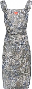 Khaki Garden Dress Uk 10 Khaki - style: shift; neckline: low v-neck; sleeve style: sleeveless; waist detail: twist front waist detail/nipped in at waist on one side/soft pleats/draping/ruching/gathering waist detail; hip detail: fitted at hip; bust detail: ruching/gathering/draping/layers/pintuck pleats at bust; predominant colour: khaki; occasions: evening, occasion; length: just above the knee; fit: body skimming; fibres: polyester/polyamide - 100%; sleeve length: sleeveless; texture group: structured shiny - satin/tafetta/silk etc.; pattern type: fabric; pattern size: standard; pattern: patterned/print