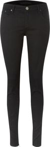 Women's Skinny Ankle Zip Jean, Black - style: skinny leg; length: standard; pattern: plain; pocket detail: traditional 5 pocket; waist: mid/regular rise; predominant colour: black; occasions: casual, evening; fibres: cotton - stretch; jeans detail: dark wash; texture group: denim; pattern type: fabric