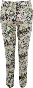 Hyper Floral Trouser - length: standard; pocket detail: small back pockets, pockets at the sides; waist: mid/regular rise; occasions: casual, evening, work; fibres: cotton - stretch; hip detail: fitted at hip (bottoms); predominant colour: multicoloured; texture group: cotton feel fabrics; trends: high impact florals; fit: slim leg; pattern type: fabric; pattern size: small & busy; pattern: florals; style: standard