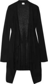Draped Cashmere Cardigan - neckline: waterfall neck; style: open front; predominant colour: black; occasions: casual, work; fit: loose; length: mid thigh; fibres: cashmere - 100%; sleeve length: long sleeve; sleeve style: standard; texture group: knits/crochet; pattern type: knitted - fine stitch
