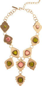 24 Karat Gold Plated Leaf Necklace - predominant colour: gold; occasions: evening, work, occasion, holiday; style: pendant; length: long; size: large/oversized; material: chain/metal; trends: metallics, modern geometrics; finish: metallic; embellishment: jewels