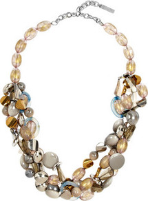 Beaded Necklace - occasions: casual, evening, occasion, holiday; predominant colour: multicoloured; style: choker/collar; length: short; size: standard; material: chain/metal; finish: plain; embellishment: beading
