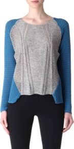 Colourblock Jumper - neckline: round neck; style: standard; predominant colour: light grey; occasions: casual; length: standard; fibres: cotton - mix; fit: slim fit; sleeve length: long sleeve; sleeve style: standard; texture group: knits/crochet; pattern type: knitted - other; pattern size: light/subtle; pattern: colourblock