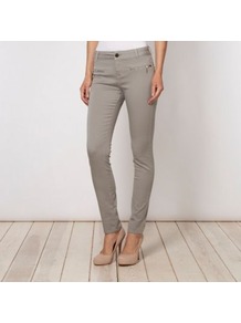 Designer Grey Zipped Pocketed Skinny Jeans - style: skinny leg; length: standard; pattern: plain; waist: mid/regular rise; predominant colour: mid grey; occasions: casual; fibres: cotton - stretch; texture group: denim; pattern type: fabric