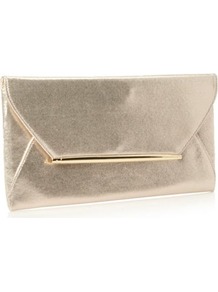 Designer Golf Bar Envelope Clutch Bag - predominant colour: champagne; occasions: evening, occasion; type of pattern: standard; style: clutch; length: hand carry; size: small; material: fabric; pattern: plain; trends: metallics; finish: metallic; embellishment: chain/metal