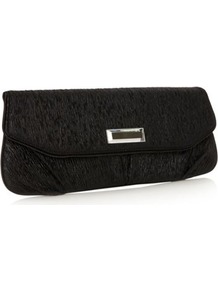 Designer Black Crinkle Mirror Gem Clutch Bag - predominant colour: black; occasions: evening, occasion; style: clutch; length: hand carry; size: small; material: fabric; pattern: plain; finish: plain; embellishment: jewels