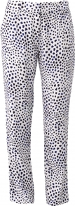 Harper Trouser - length: standard; waist: mid/regular rise; secondary colour: white; predominant colour: royal blue; occasions: casual, evening, occasion; fibres: viscose/rayon - 100%; fit: straight leg; pattern type: fabric; pattern size: small & busy; pattern: animal print; texture group: woven light midweight; style: standard