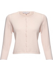 Coralee Cardigan - neckline: round neck; pattern: plain; length: cropped; predominant colour: blush; occasions: casual, evening, work; style: standard; fibres: silk - mix; fit: slim fit; sleeve length: 3/4 length; sleeve style: standard; texture group: knits/crochet; pattern type: knitted - other