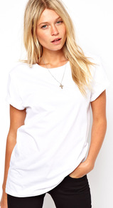 Boyfriend T Shirt - neckline: round neck; pattern: plain; length: below the bottom; style: t-shirt; predominant colour: white; occasions: casual; fibres: cotton - 100%; fit: loose; sleeve length: short sleeve; sleeve style: standard; pattern type: fabric; pattern size: standard; texture group: jersey - stretchy/drapey