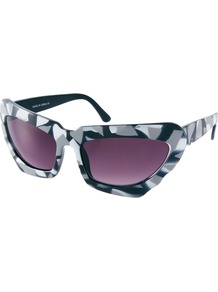 Monochrome Extreme Cat Eye Sunglasses - predominant colour: light grey; occasions: casual, holiday; style: cateye; size: large; material: plastic/rubber; trends: statement prints; finish: plain; pattern: patterned/print