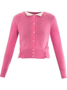 Cashmere Cardigan - neckline: round neck; pattern: plain; length: cropped; predominant colour: pink; occasions: casual, evening, work; style: standard; fit: slim fit; fibres: cashmere - 100%; sleeve length: long sleeve; sleeve style: standard; texture group: knits/crochet; pattern type: knitted - fine stitch
