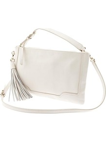 Evan Convertible Leather Crossbody - predominant colour: white; occasions: casual; type of pattern: standard; style: shoulder; length: across body/long; size: standard; material: leather; embellishment: tassels; pattern: plain; finish: plain