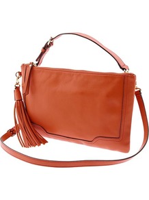 Evan Convertible Leather Crossbody - predominant colour: bright orange; occasions: casual; type of pattern: small; style: shoulder; length: across body/long; size: small; material: leather; embellishment: tassels; pattern: plain; finish: plain