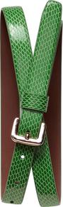 Exotic Belt - predominant colour: emerald green; occasions: casual, work; type of pattern: light; style: classic; size: standard; worn on: hips; material: faux leather; pattern: animal print; finish: patent
