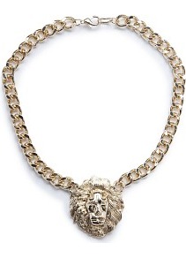 Lion Pendant Necklace - predominant colour: gold; occasions: casual, evening, occasion, holiday; style: pendant; length: mid; size: large/oversized; material: chain/metal; trends: metallics; finish: plain; embellishment: chain/metal