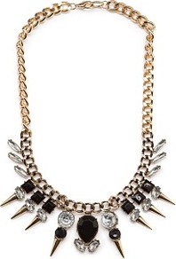 Spikes And Stones Necklace - predominant colour: gold; secondary colour: black; occasions: evening, occasion; style: standard; length: long; size: large/oversized; material: chain/metal; trends: metallics; finish: plain; embellishment: jewels