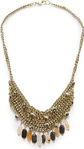 Touch Embellished Chains Necklace - predominant colour: gold; occasions: evening, occasion, holiday; style: multistrand; length: mid; size: large/oversized; material: chain/metal; trends: metallics; finish: plain; embellishment: beading