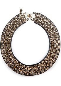 Touch Metal Appliqués Necklace - predominant colour: gold; occasions: evening, occasion; style: choker/collar; length: choker; size: large/oversized; trends: metallics; finish: plain; material: faux leather; embellishment: chain/metal