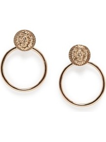 Lion Hoop Earrings - predominant colour: gold; occasions: casual, evening, occasion, holiday; style: hoop; length: long; size: large/oversized; material: chain/metal; fastening: clip on; finish: metallic