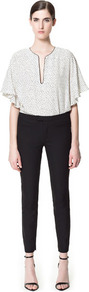 Technical Fabric Trousers - pattern: plain; waist: mid/regular rise; predominant colour: black; occasions: casual, evening, work; length: ankle length; fibres: polyester/polyamide - mix; waist detail: narrow waistband; texture group: cotton feel fabrics; fit: slim leg; pattern type: fabric; style: standard