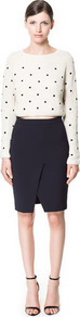 Pencil Skirt With Front Slit - pattern: plain; style: pencil; fit: tailored/fitted; waist: mid/regular rise; predominant colour: black; occasions: casual, evening, work; length: just above the knee; fibres: polyester/polyamide - stretch; texture group: cotton feel fabrics; pattern type: fabric