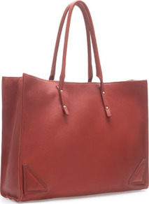 Leather Shopper With Metal Details - predominant colour: terracotta; occasions: casual, work; style: tote; length: handle; size: oversized; material: leather; embellishment: studs; pattern: plain; finish: plain