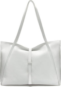 Large Leather Shopper - predominant colour: white; occasions: casual, evening, work; type of pattern: standard; style: tote; length: shoulder (tucks under arm); size: oversized; material: leather; pattern: plain; trends: metallics; finish: plain