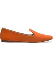 Soft Slipper With Edging - predominant colour: bright orange; occasions: casual, work; material: suede; heel height: flat; toe: round toe; style: loafers; finish: plain; pattern: plain
