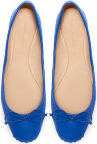 Ballerina - predominant colour: royal blue; occasions: casual, work; material: leather; heel height: flat; toe: round toe; style: ballerinas / pumps; finish: plain; pattern: plain; embellishment: bow
