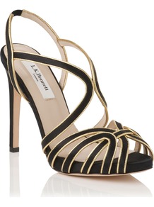 Brela Formal Sandal, Black - predominant colour: black; occasions: evening, occasion; material: satin; heel height: high; ankle detail: ankle strap; heel: stiletto; toe: open toe/peeptoe; style: strappy; trends: metallics; finish: plain; pattern: plain