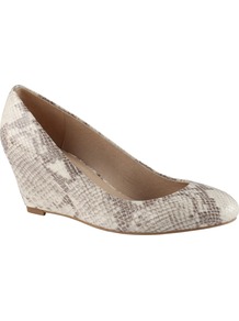 Mireldee Wedge Court Shoes, Natural - predominant colour: mid grey; occasions: casual, evening; material: faux leather; heel height: mid; heel: wedge; toe: round toe; style: courts; finish: plain; pattern: animal print