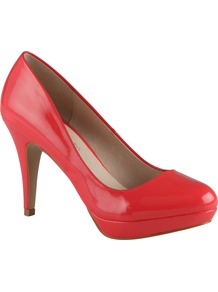 Kenzie Court Shoes, Peach - predominant colour: coral; occasions: evening, occasion; material: leather; heel height: high; heel: platform; toe: round toe; style: courts; finish: plain; pattern: plain