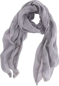 Washed Damson Gauzy Scarf, Brown - predominant colour: light grey; occasions: casual, evening, work, occasion, holiday; type of pattern: light; style: regular; size: standard; material: fabric; pattern: plain