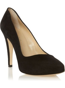 Rene Court, Black - predominant colour: black; occasions: evening, work, occasion; material: suede; heel height: high; heel: stiletto; toe: pointed toe; style: courts; finish: plain; pattern: plain