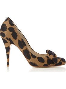 Adeline Court, Multi Coloured - predominant colour: black; occasions: evening, occasion; material: fabric; heel height: high; heel: stiletto; toe: pointed toe; style: courts; finish: plain; pattern: animal print; embellishment: bow