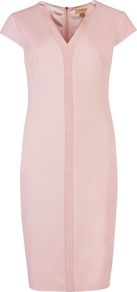 Women's Jayned Tuxedo Suit Dress, Light Pink - style: shift; neckline: v-neck; sleeve style: capped; fit: tailored/fitted; pattern: plain; predominant colour: blush; occasions: evening, work, occasion; length: just above the knee; fibres: wool - stretch; sleeve length: short sleeve; trends: glamorous day shifts; pattern type: fabric; texture group: jersey - stretchy/drapey