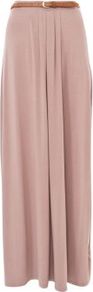 Biscuit Belted Jersey Maxi Skirt - pattern: plain; length: ankle length; fit: loose/voluminous; waist: high rise; waist detail: belted waist/tie at waist/drawstring; predominant colour: blush; occasions: casual, work, holiday; style: maxi skirt; hip detail: soft pleats at hip/draping at hip/flared at hip; pattern type: fabric; pattern size: standard; texture group: jersey - stretchy/drapey; fibres: viscose/rayon - mix