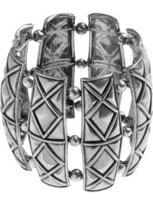Silver Engraved Panel Stretch Bracelet - predominant colour: silver; occasions: evening, occasion, holiday; style: bangle; size: large/oversized; material: chain/metal; finish: plain; embellishment: chain/metal