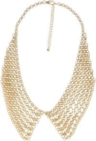 Gold Mesh Chain Collar Necklace - predominant colour: gold; occasions: evening, occasion, holiday; style: choker/collar; length: short; size: large/oversized; material: chain/metal; trends: metallics; finish: metallic; embellishment: chain/metal