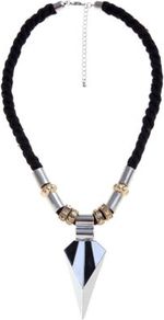 Monochrome Arrow Spike Necklace - secondary colour: silver; predominant colour: black; occasions: evening, holiday; style: bib; length: mid; size: large/oversized; material: chain/metal; finish: plain; embellishment: chain/metal