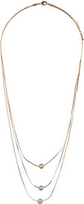 Pastel Ball Chain Necklace - predominant colour: gold; secondary colour: gold; occasions: evening, work, holiday; style: multistrand; length: long; size: small/fine; material: chain/metal; embellishment: beading