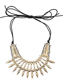 Gold Look Metal Ethnic Colalr - predominant colour: gold; secondary colour: black; occasions: casual, evening, occasion, holiday; style: choker/collar; length: short; size: large/oversized; material: chain/metal; finish: metallic; embellishment: chain/metal