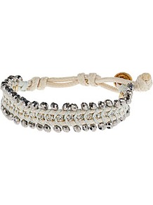 Aqua Thread Wrap Bracelet - occasions: casual, holiday; predominant colour: multicoloured; style: tie; size: small; material: fabric; finish: plain; embellishment: crystals