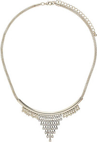 Crystal Stone Chain Necklace - secondary colour: silver; predominant colour: gold; occasions: evening, occasion, holiday; style: choker/collar; length: short; size: standard; material: chain/metal; trends: metallics; finish: metallic; embellishment: chain/metal