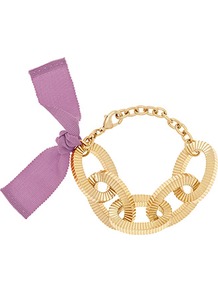 Adrienne Chunky Chain Bracelet - secondary colour: lilac; predominant colour: gold; occasions: evening, holiday; style: chain; size: large/oversized; material: chain/metal; finish: plain; embellishment: bow