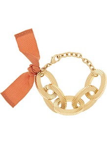 Adrienne Chunky Chain Bracelet - secondary colour: bright orange; predominant colour: gold; occasions: casual, evening, holiday; style: chain; size: large/oversized; material: chain/metal; finish: plain; embellishment: bow