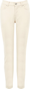Ecru Cherry Crop - style: skinny leg; pattern: plain; pocket detail: traditional 5 pocket; waist: mid/regular rise; predominant colour: ivory; occasions: casual; length: ankle length; fibres: cotton - stretch; texture group: denim; pattern type: fabric