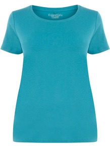 Turquoise Cotton T Shirt - neckline: round neck; pattern: plain; style: t-shirt; predominant colour: turquoise; occasions: casual; length: standard; fibres: cotton - 100%; fit: body skimming; sleeve length: short sleeve; sleeve style: standard; pattern type: fabric; texture group: jersey - stretchy/drapey
