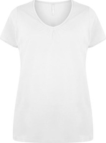 White V Neck T Shirt - neckline: v-neck; pattern: plain; style: t-shirt; predominant colour: white; occasions: casual, holiday; length: standard; fibres: cotton - 100%; fit: body skimming; sleeve length: short sleeve; sleeve style: standard; pattern type: fabric; texture group: jersey - stretchy/drapey